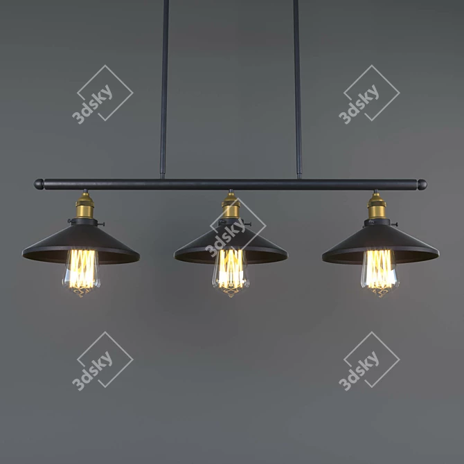 Stylish Crossbar Ceiling Light 3D model image 1