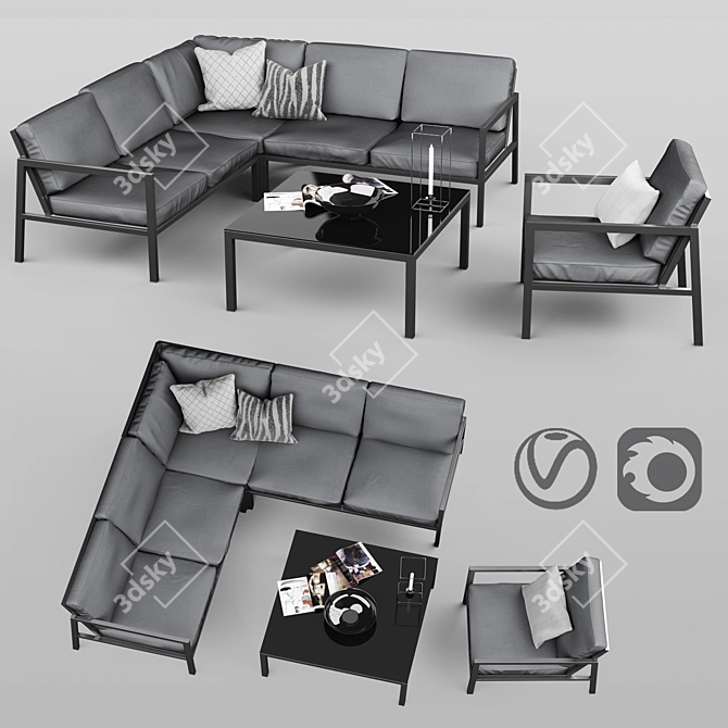 Brafab Belforb Metal Outdoor Furniture Set 3D model image 1