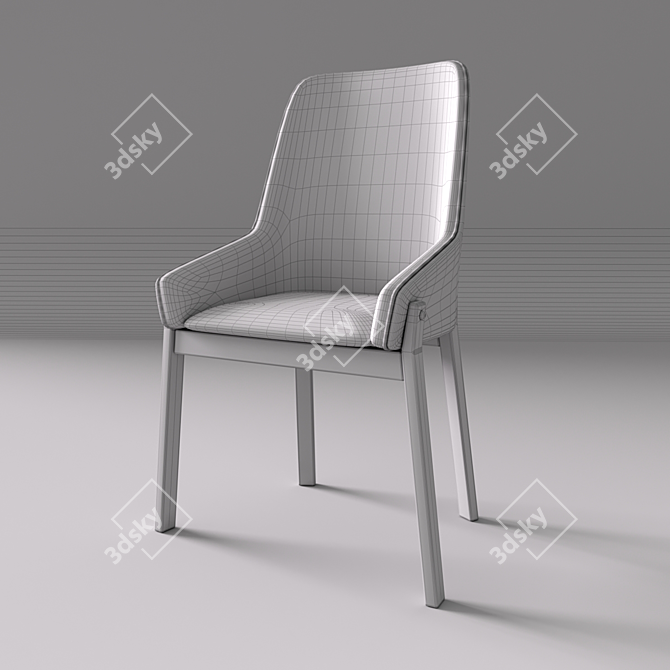 Safia Grey Polyester Dining Chair 3D model image 3