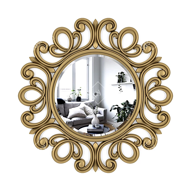 Elegant Round Mirror by FAL 3D model image 1