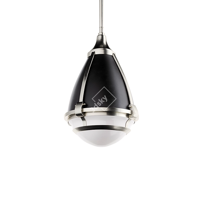 Vintage Pewter Pendant Light 3D model image 2