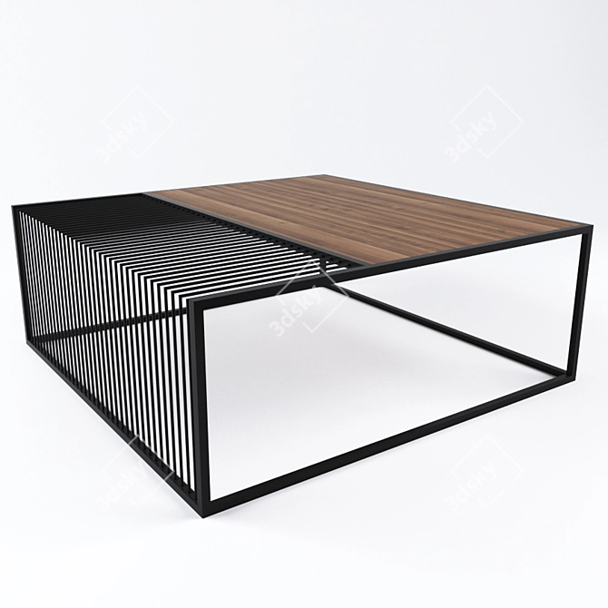 Elegant Wood & Metal Coffee Table 3D model image 2