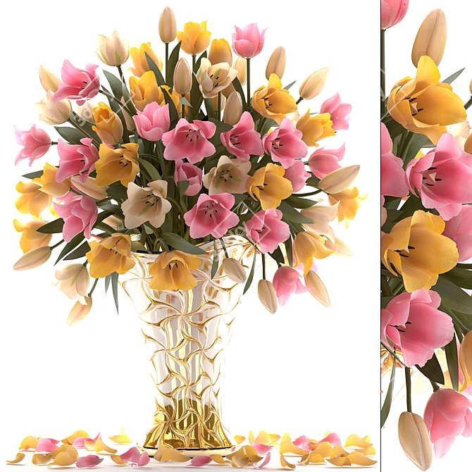 Blooming Beauty: Yellow Tulips Bouquet 3D model image 1