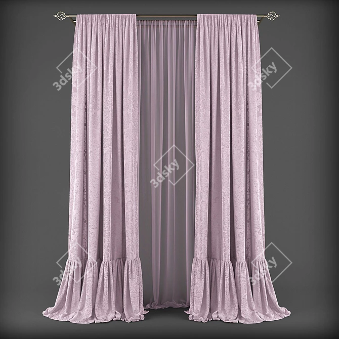 Modern Style Curtains 3D model image 1