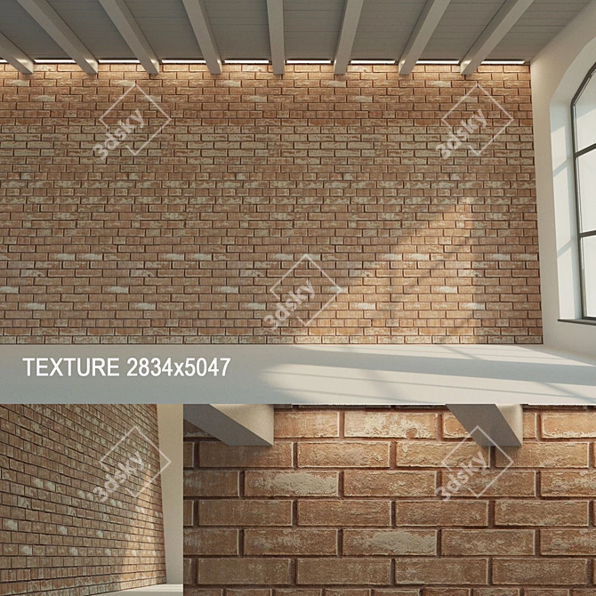 Dark Brick Texture - High Quality Seamless Wall Element 3D model image 1