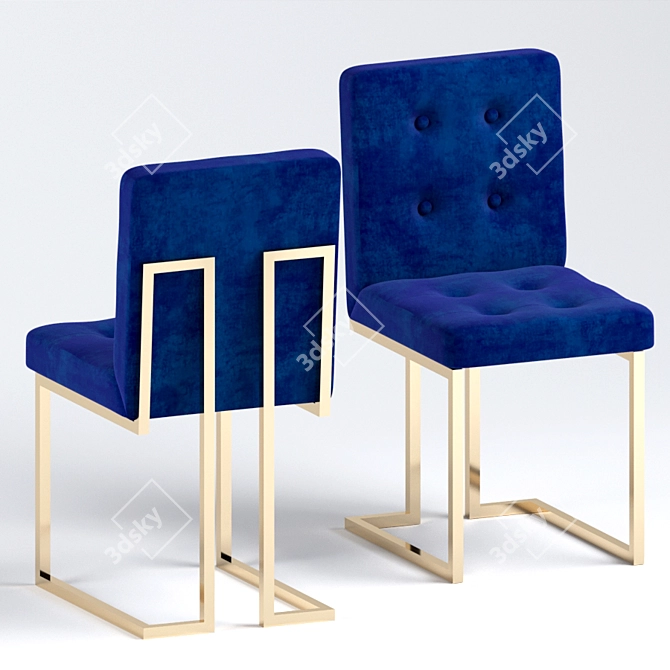 Luxury Navy Velvet Dining Chair 3D model image 1