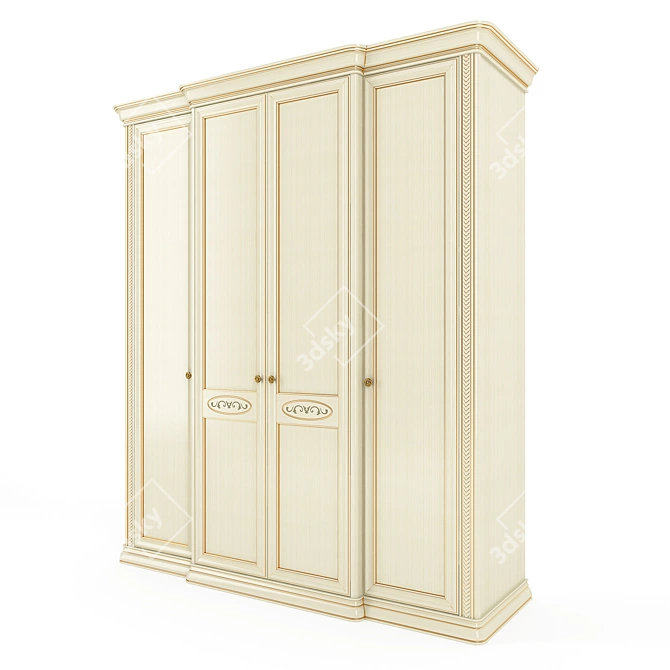 Siena Avorio 3-Door Wardrobe: Spacious and Stylish 3D model image 1