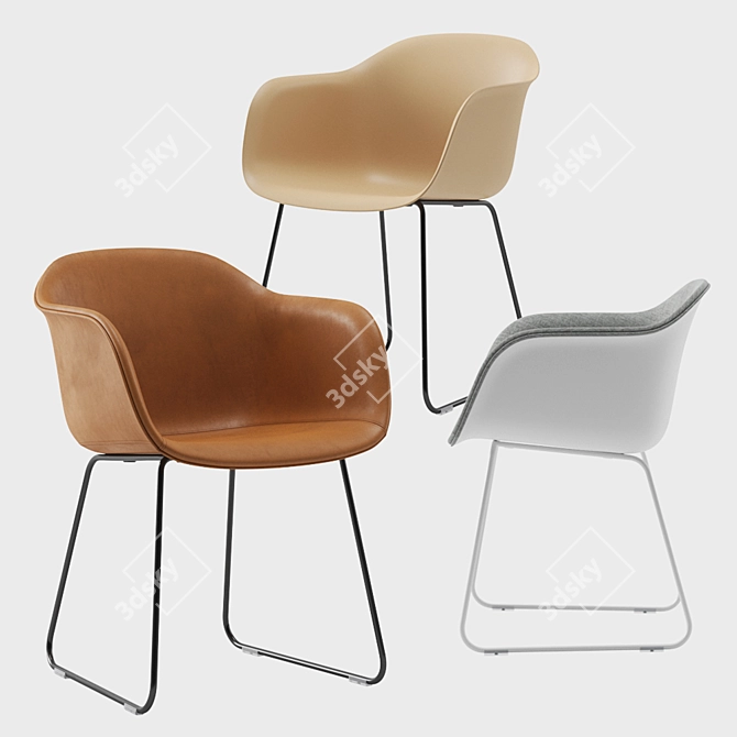 Muuto Fiber Sled Armchair 3D model image 1