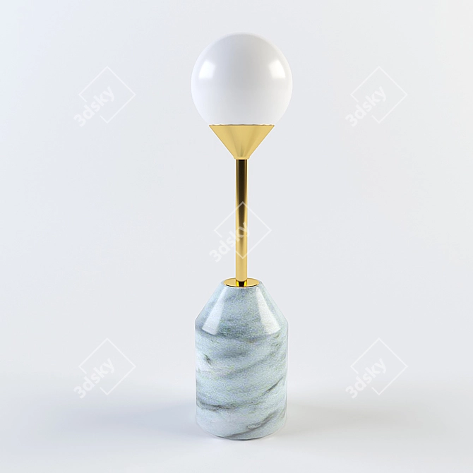 Elegant Brass and Marble Table Lamp 3D model image 1