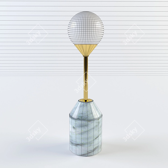 Elegant Brass and Marble Table Lamp 3D model image 2