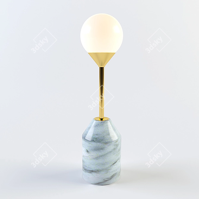 Elegant Brass and Marble Table Lamp 3D model image 3