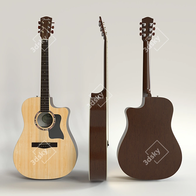 Fender Acoustic Guitar: Classic Sound 3D model image 6