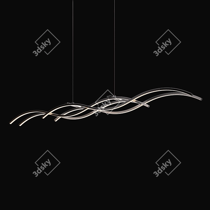 Sleek Silver LED Linear Suspension 3D model image 1