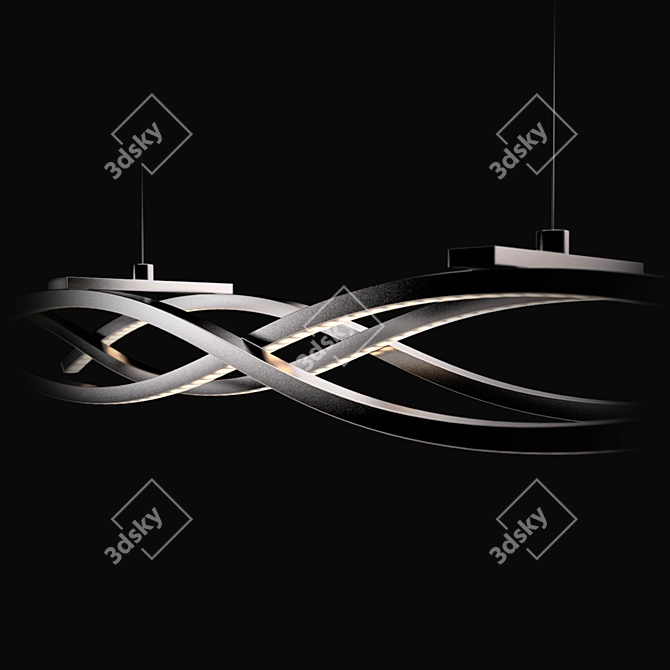 Sleek Silver LED Linear Suspension 3D model image 2