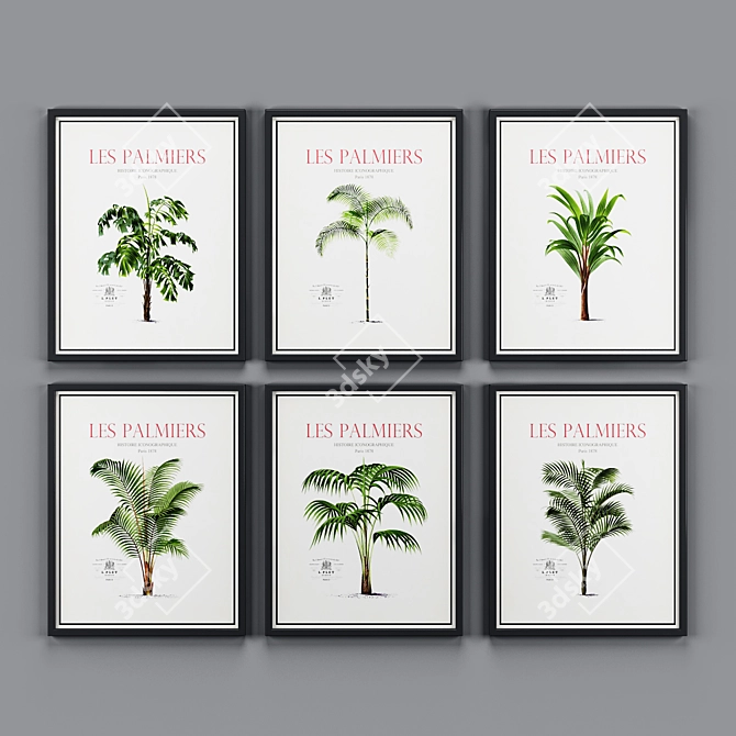 Tropical Palms Vintage Posters 3D model image 2