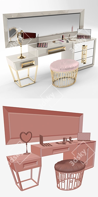 Stylish Oak Chest of Drawers 3D model image 2