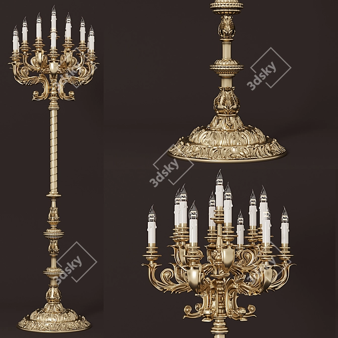 Golden Glow Floor Lamp 3D model image 1