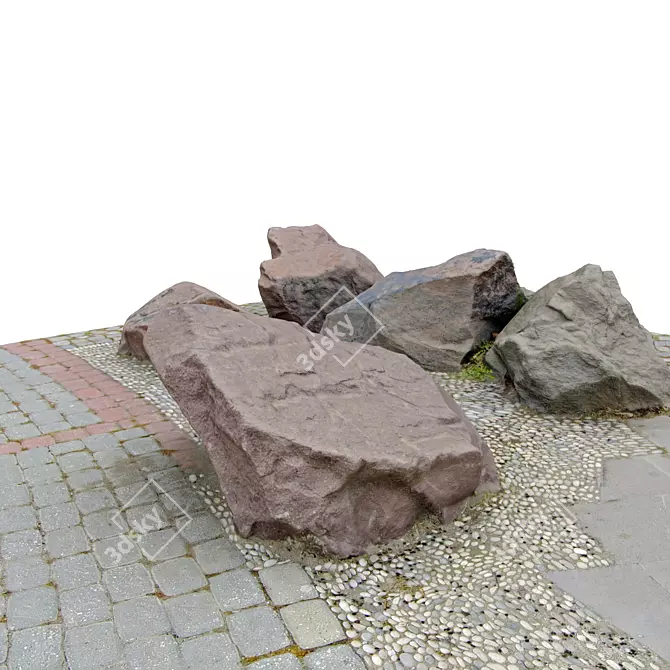 City Park Stones: High-quality 3D Model 3D model image 2