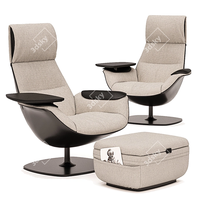 Coalesse Massaud Lounge Chair and Ottoman 3D model image 1