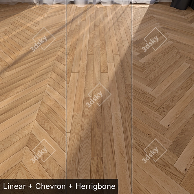 Title: Pure Oak Parquet Flooring 3D model image 1