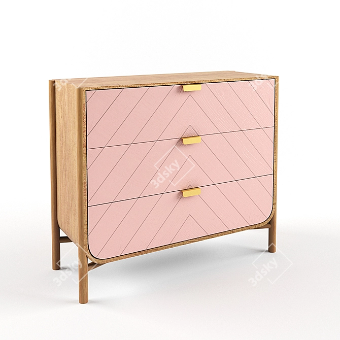 HARTÔ Marius: Three-Drawer Chest in Rose 3D model image 1