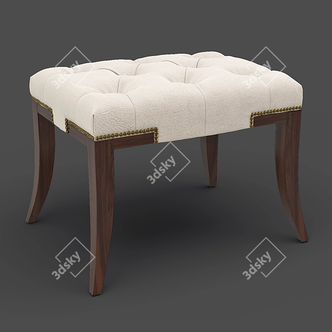 Elegant Mahogany Velvet Ottoman 3D model image 1