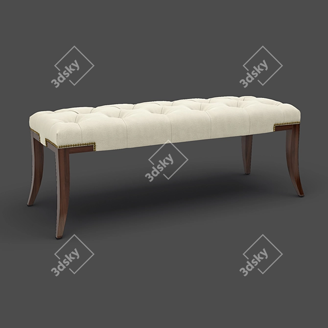 Elegant Mahogany Bancette with Cream Velvet Upholstery 3D model image 1