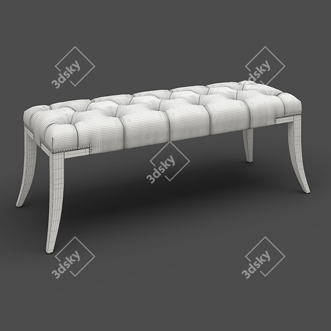 Elegant Mahogany Bancette with Cream Velvet Upholstery 3D model image 3