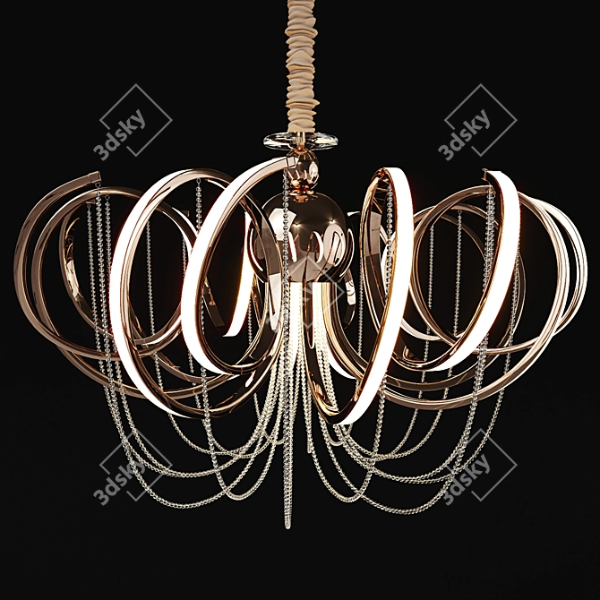 Elegant Gold & White Pendant Light 3D model image 1