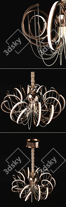 Elegant Gold & White Pendant Light 3D model image 2