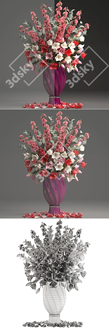 Spring Tulip Bouquet 3D model image 3