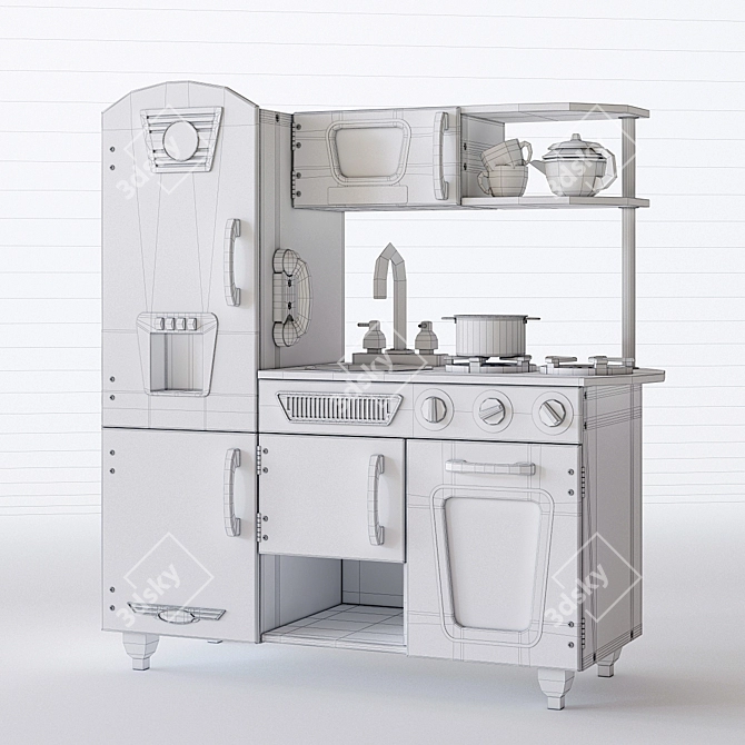 Vintage Kids Play Kitchen - Inspire Imaginative Play 3D model image 3