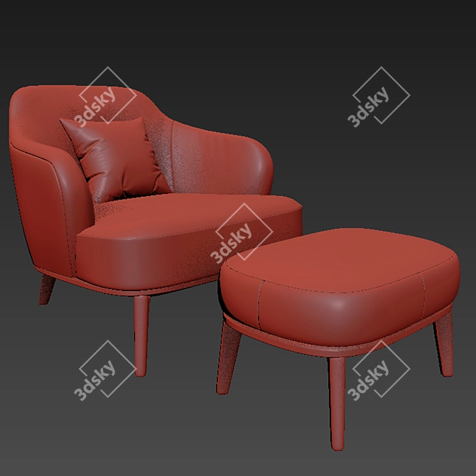 Stylish Leslie Ottoman Set 3D model image 2