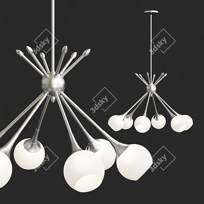 Mid-Century 6-Light Chrome Chandelier 3D model image 1