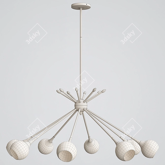 Modern Chrome 8-Light Chandelier 3D model image 3