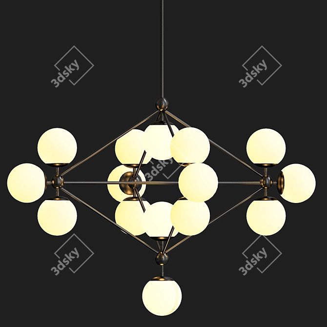 Modo Chandelier - Black Cream Elegance 3D model image 1