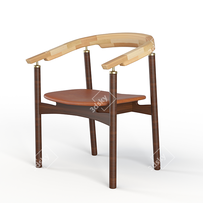 Minimalist Japanese Armchair 3D model image 1