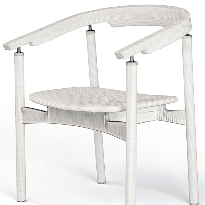 Minimalist Japanese Armchair 3D model image 3