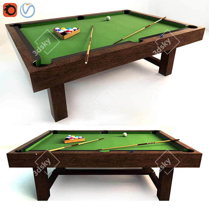  Gray Wash Pottery Barn Pool Table 3D model image 1