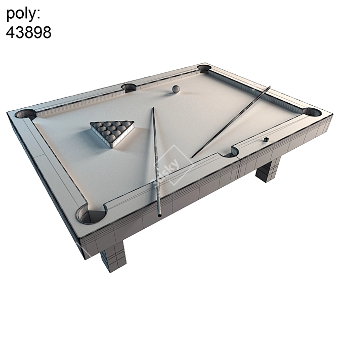  Gray Wash Pottery Barn Pool Table 3D model image 2