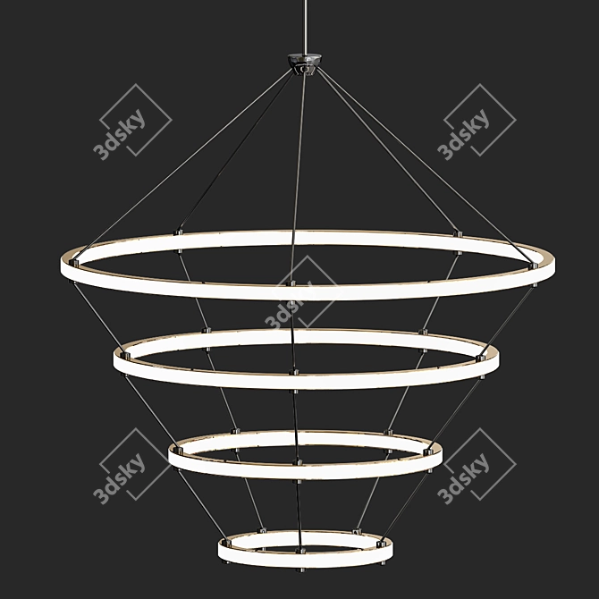 Elegant Halo Chandelier: 4 Rings 3D model image 1