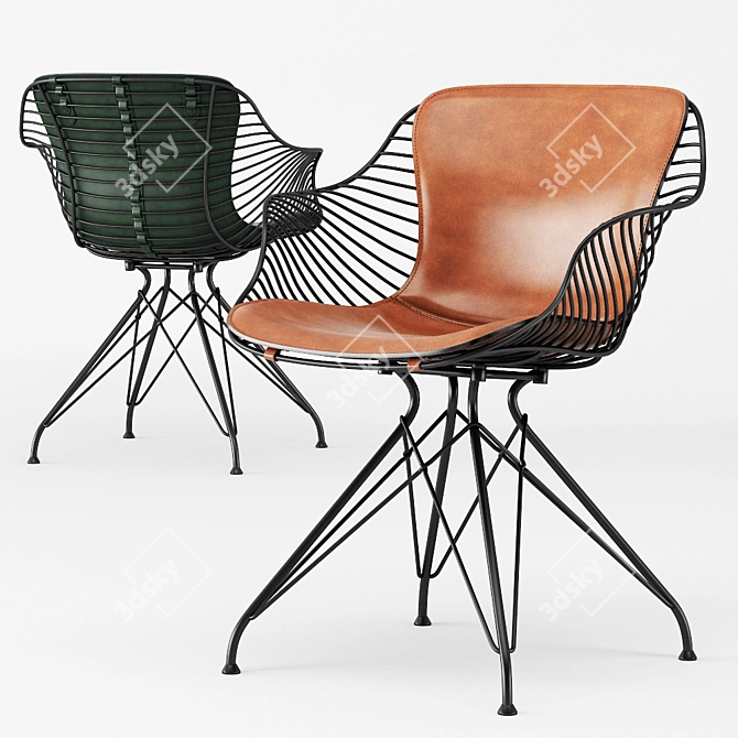 Sleek Wire Dining Chair 3D model image 1