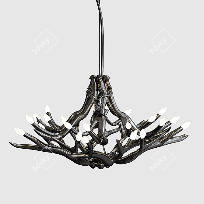 Elegant Black Antler Chandelier 3D model image 1