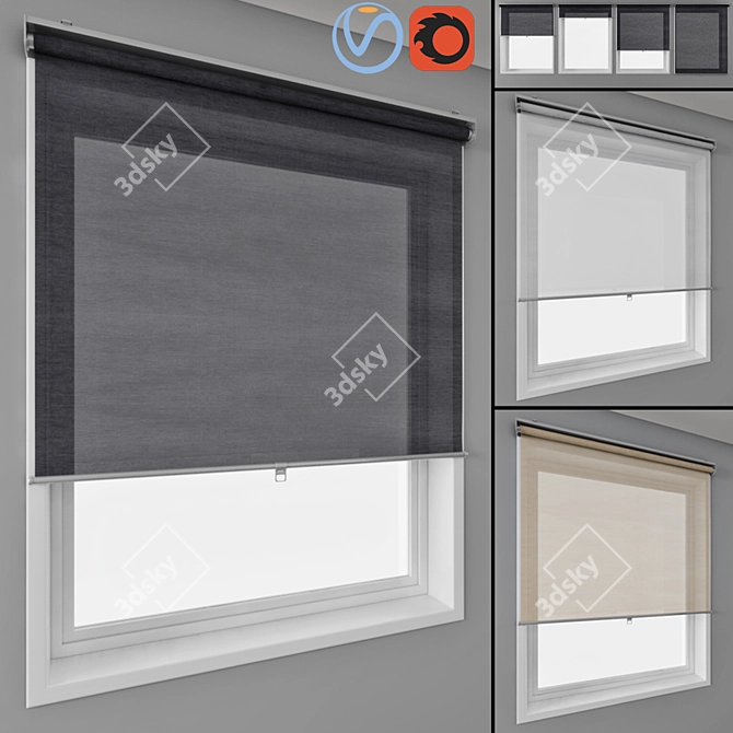 IKEA Roller Blinds - Window Coverings in Gray, White, Beige 3D model image 2