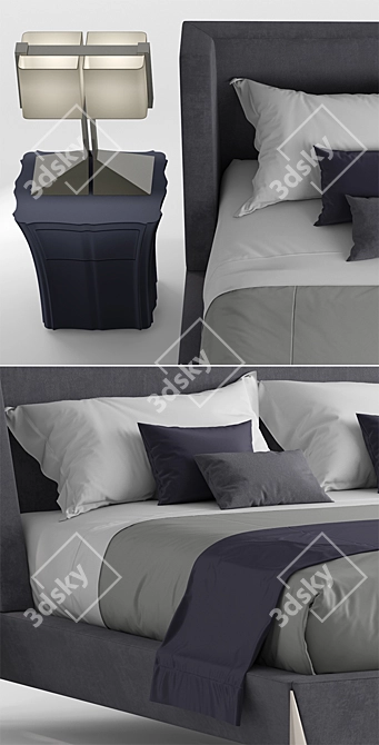 Elegant Paul Mathieu Gem Bed 3D model image 2