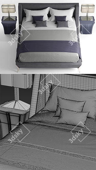 Elegant Paul Mathieu Gem Bed 3D model image 3