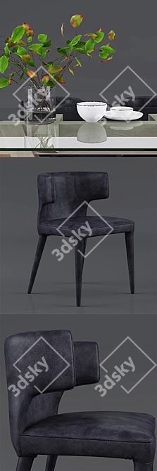 Modern Melrose Dining Chair + Stylish Zepher Dining Table 3D model image 2