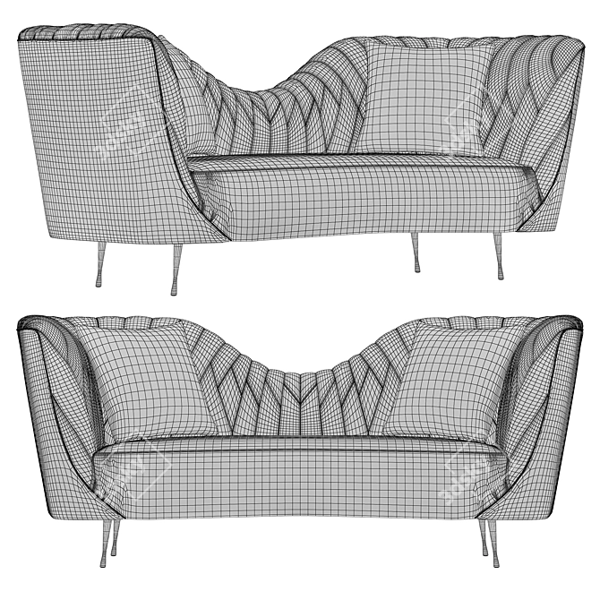 Elegant Eva Velvet Sofa 3D model image 3