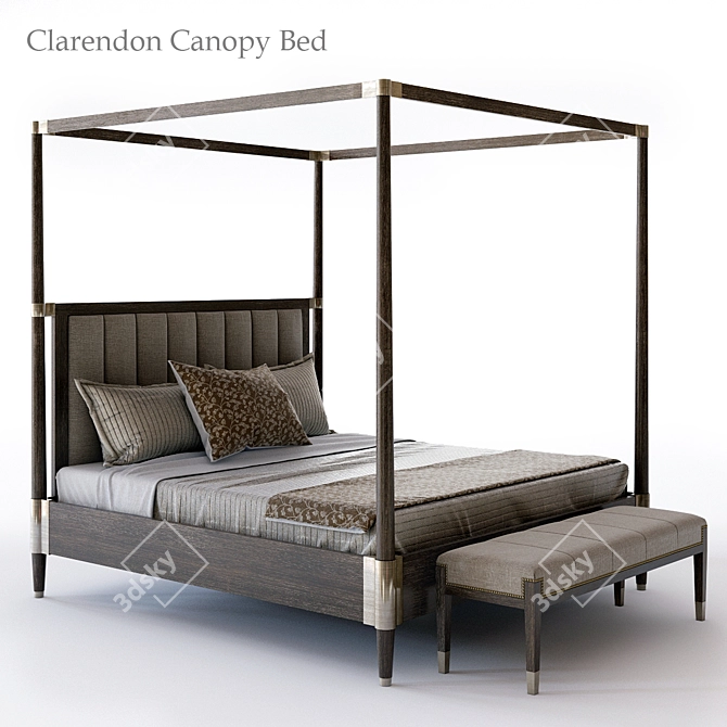 Elegant Bernhardt Canopy Bed 3D model image 1