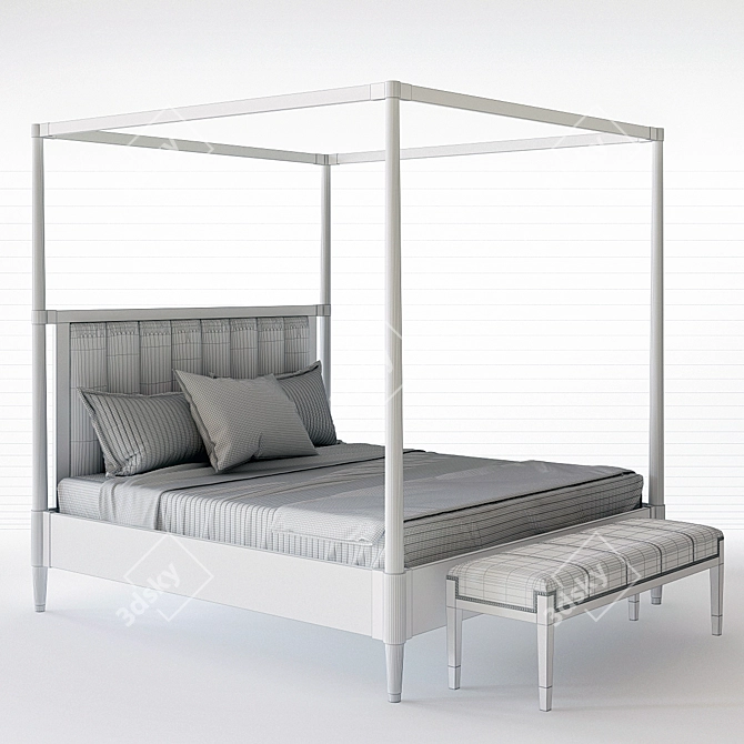 Elegant Bernhardt Canopy Bed 3D model image 3